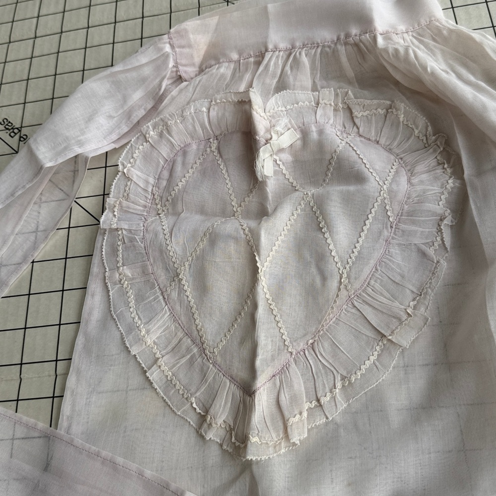Vintage 1950s Pink Sheer Hostess Apron Lou Dunkle Grand Island Nebraska Ric Rac